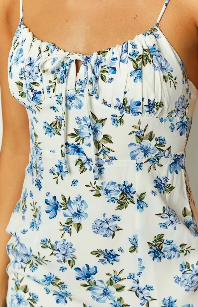 Sallie Blue Floral Midi Dress