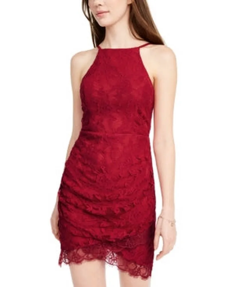 Speechless Juniors Lace Halter Wrap Skirt Dress, Size Medium