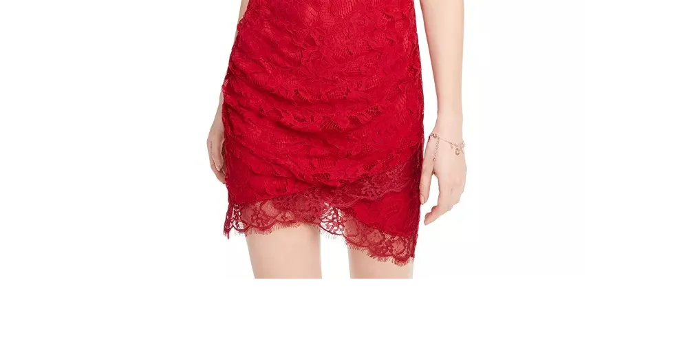 Speechless Juniors Lace Halter Wrap Skirt Dress, Size Medium