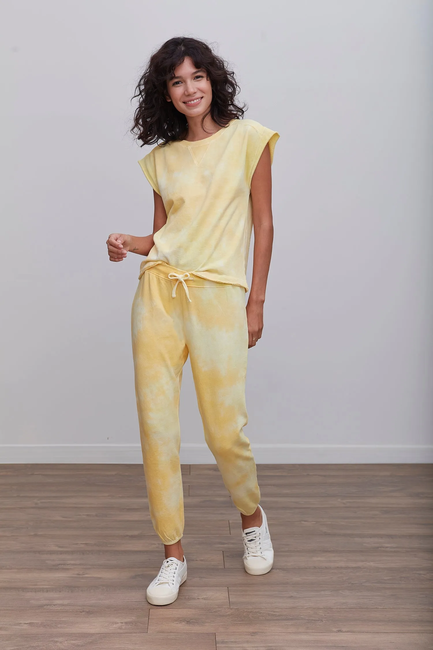 Tie Dye Park Jogger in Tender Yellow Tie Dye