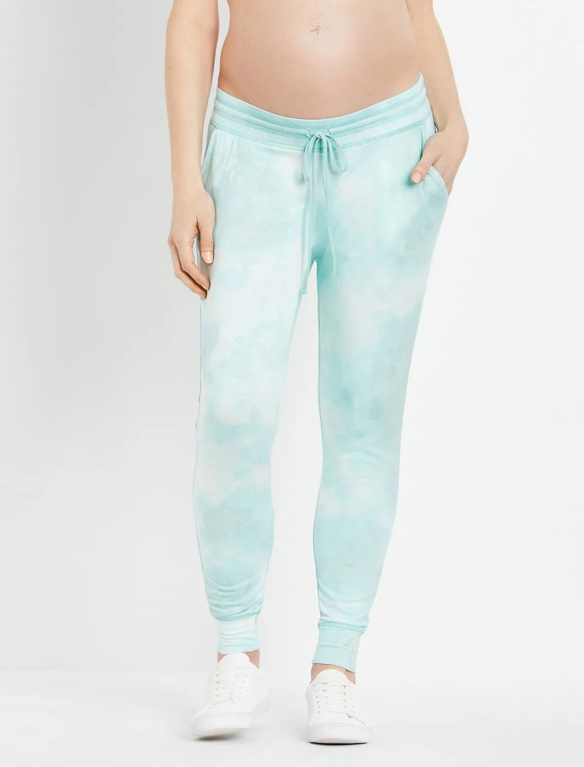 Under Belly Jogger Maternity Pants in Blue Tie Dye