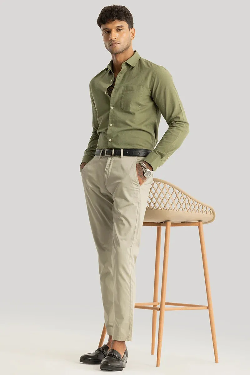 Urban Stride Beige Plain Slim Fit Chinos