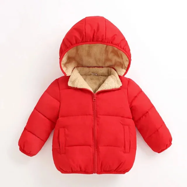 Winter Baby Kids Thicken Jackets For Infants Boy Coats Warm Hooded Velvet Jacket Children Outerwear 1-5Yrs Toddler Girl Snowcoat